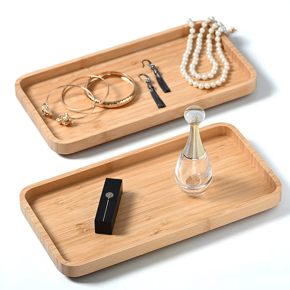 TAOTAOJU Home Storage Custom Entrance Wooden Tray Dresser Cosmetics Storage Tray Watch Jewelry Storage Bathroom Bamboo Tray
