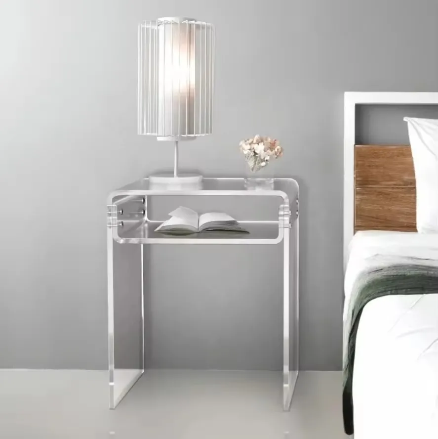 Manufacturer factory supplier OEM customized Acrylic Side Table Acrylic Waterfall Nightstand