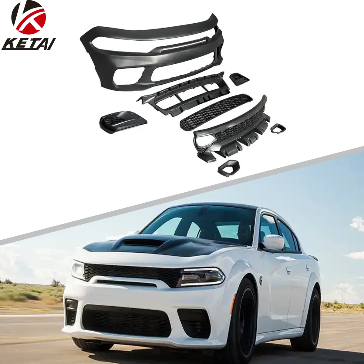 2021 SRT Style Front Bumper Front Lip Without Fog Lamp Hole  Car Bumper For Dodge Charger 2015+