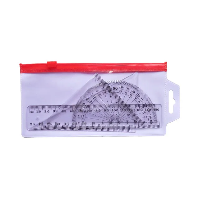 
4pcs transparent student ruler set square ruler with protractor 