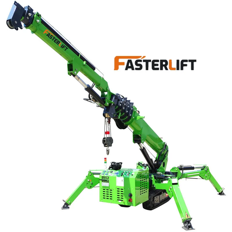 Outdoor House 1.2/3/5/ton Construction Spider Rubber Crawler Diesel Engine Drive Crane Electric Hydraulic Telescopic Boom