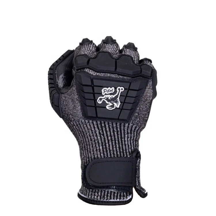 Black HPPE Anti-Impact Safety Gloves Coated Foam Nitrile Palm Thumb Crotch Reinforced TPR Back and Fingers Mechanical Anti-Cut