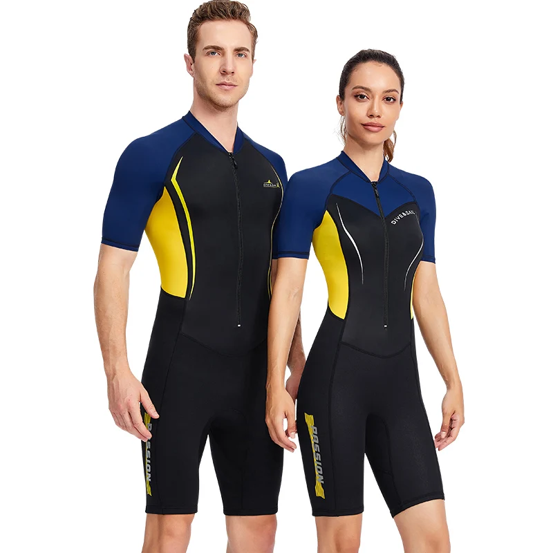 Wetsuits Diving Suit Men Neoprene Swimsuit Short Sleeve Warm Front Zipper Women Surfing Snorkeling Wetsuit