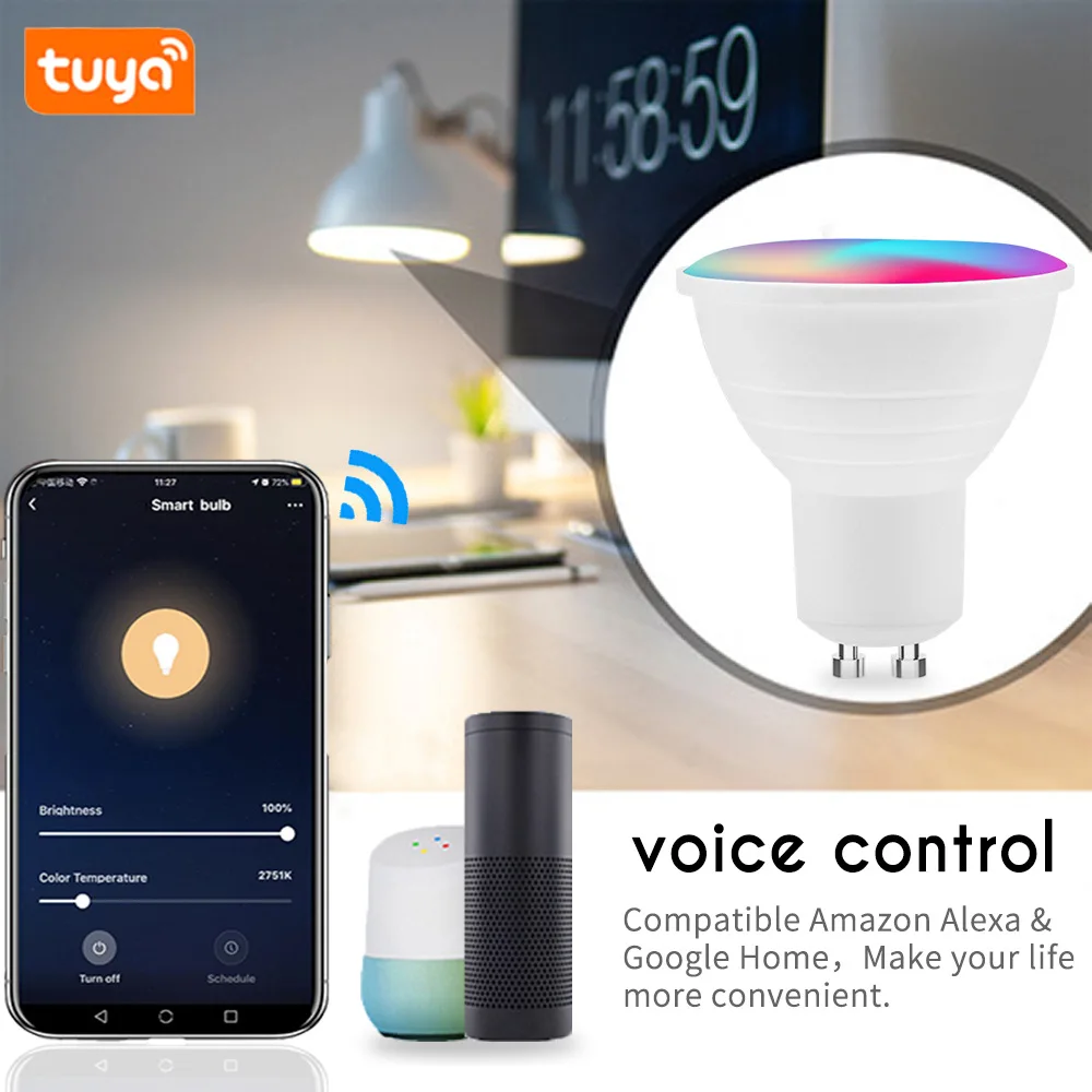 Умный домашний светодиодный прожектор TUYA 5 Вт WIFI ZigBee GU10 RGB CCT GU5.3 MR16 Светодиодная лампа с дистанционным управлением