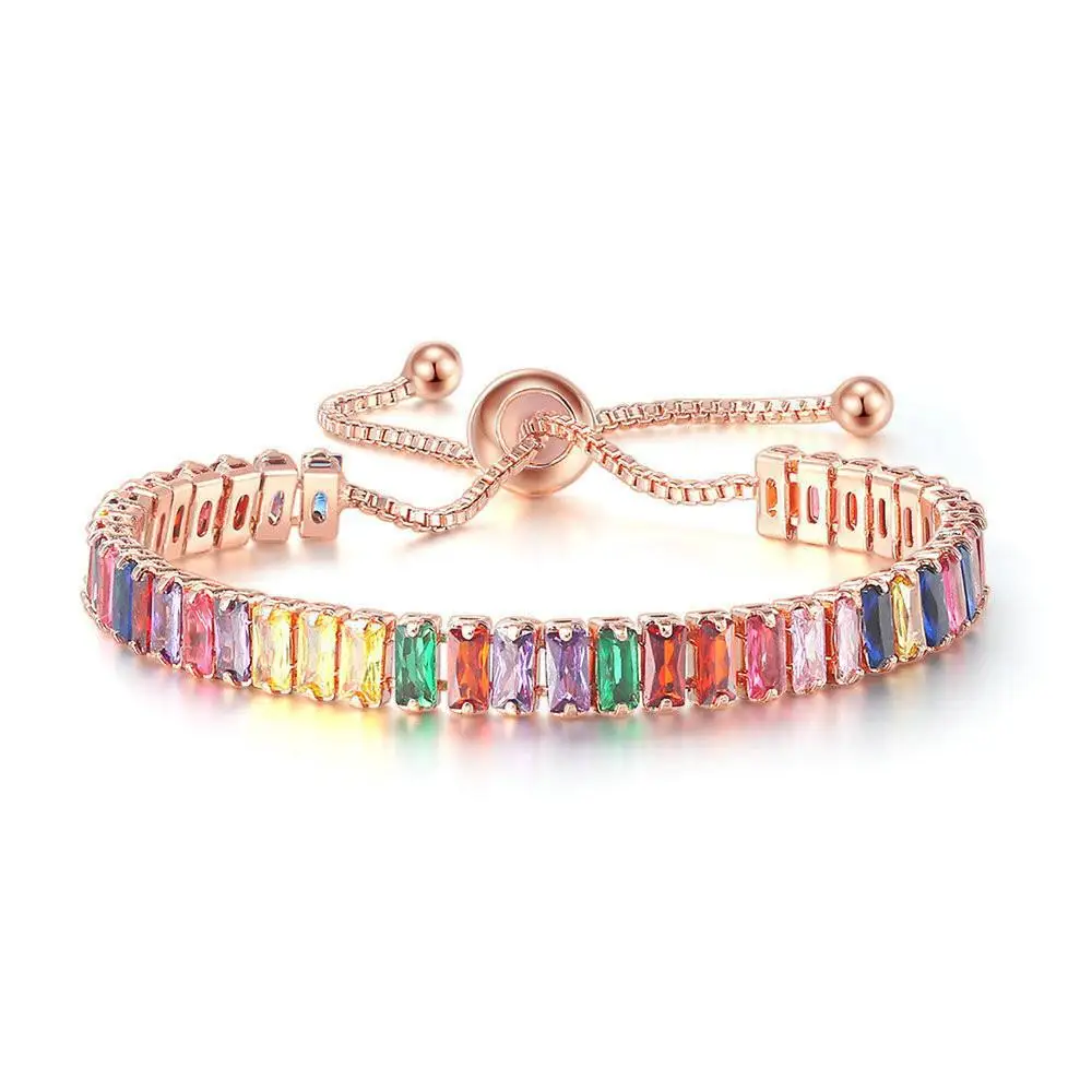 Wholesale Amazon Hot Selling Color Vermiculite Bracelet Women Full Diamond Network Hand Decoration Adjustable Crystal Chain