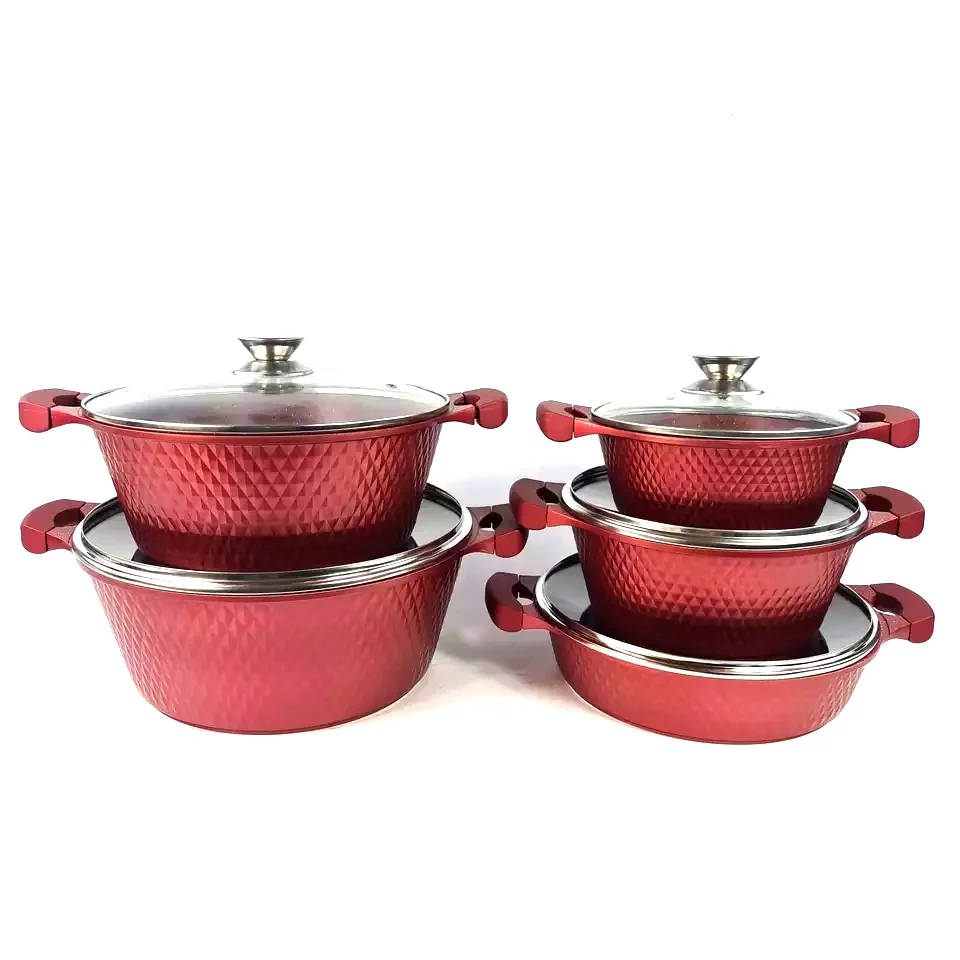 10pcs Aluminum Pot Set Non Stick Cookware and Cooking Pots