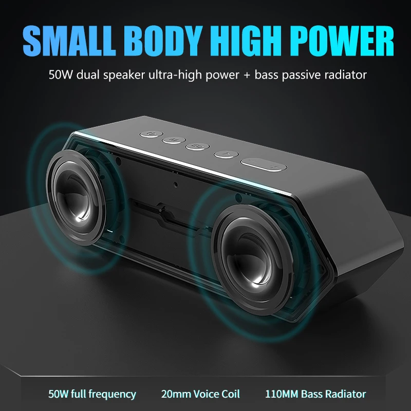 Xdobo 50W Gaming Speaker with Deep Bass and Loud Sound IPX5 Waterproof with TWS Function Built-in Mic Portable Speakers for Home