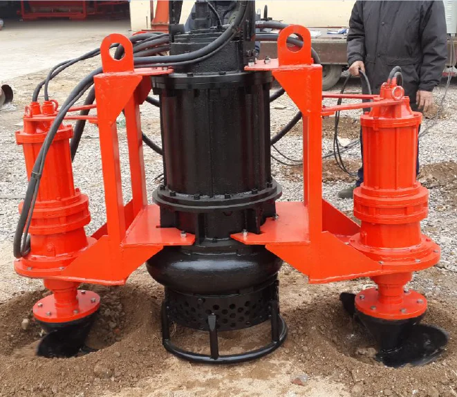 vertical submersible sand dredger pump with agitators beside