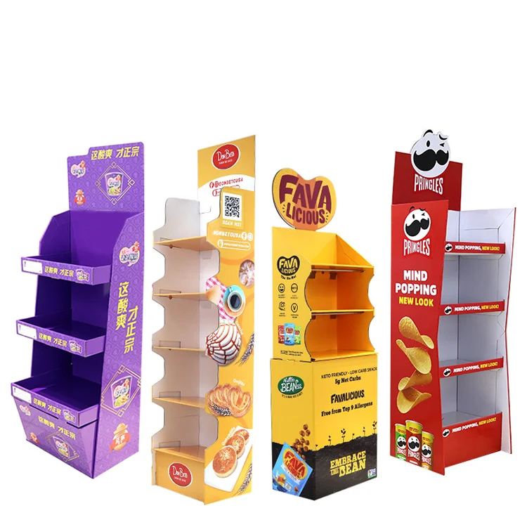 Supermarket Free Advertising Foldable Flooring Racking Display Cardboard Candy Counter POP Store Shelf Display Rack Stand