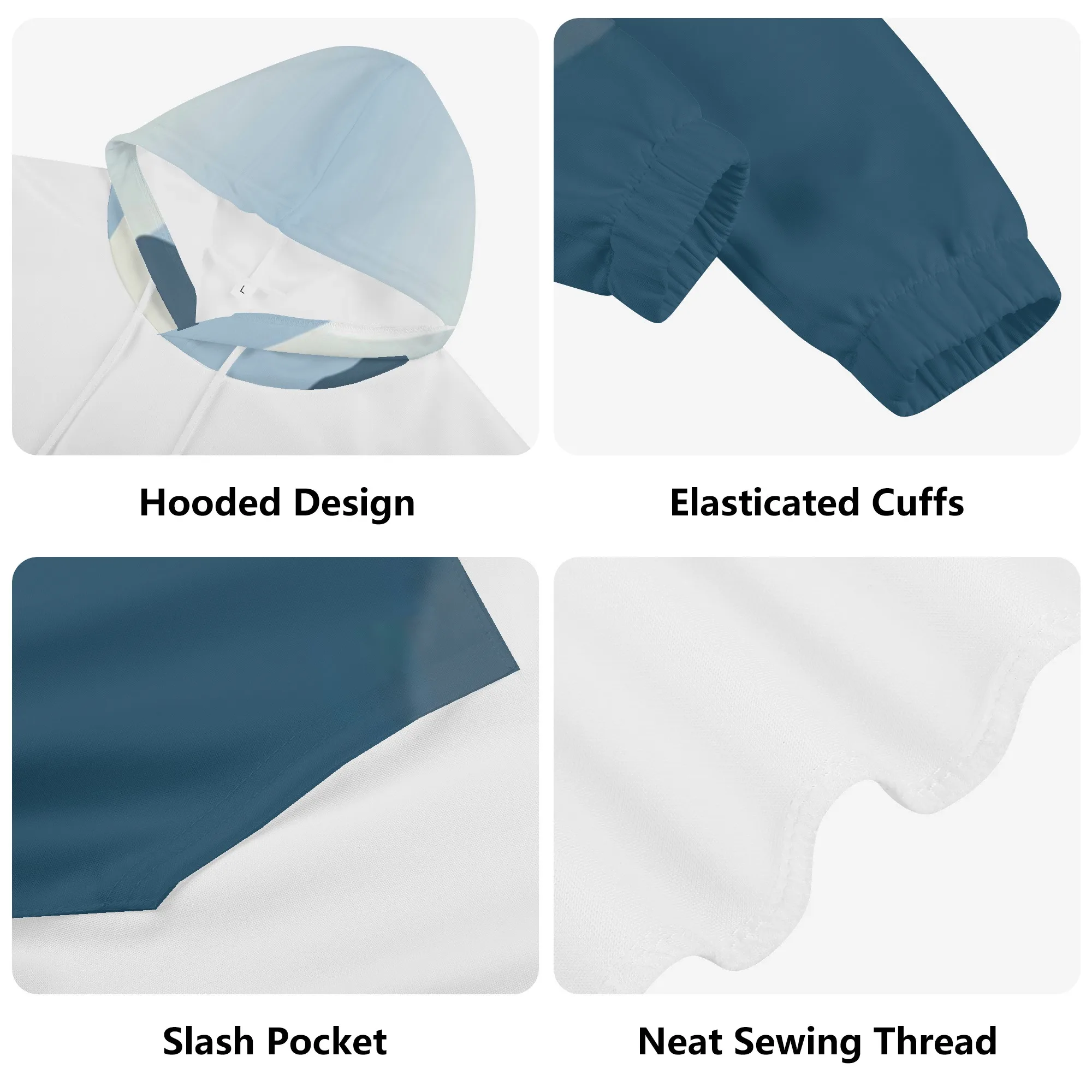 2023 perform hoodies sweatshirts long sleeve unisex Custom fabric pattern breathable essentials hoodie Blue and white