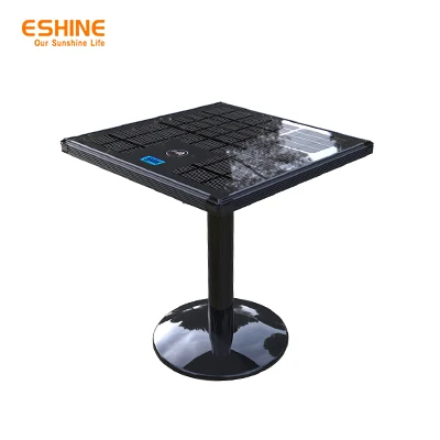Outdoor multi-media solar table as solar energy rechargeable batteries for solar lights IP 65 solar coffee table
