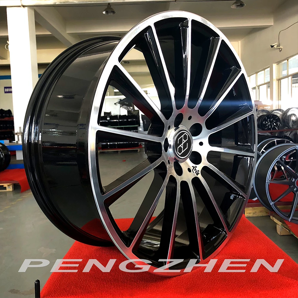 PENGZHEN gloss black with machined face mono block 5x112 18 19 20 inch wheels rims for mercedes benz