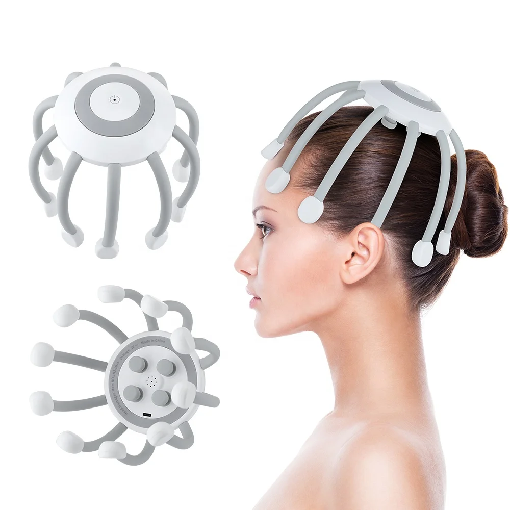 10 silicone finger spider octopus high frequency multi dimension electric vibrating tools head scalp massager massage machine