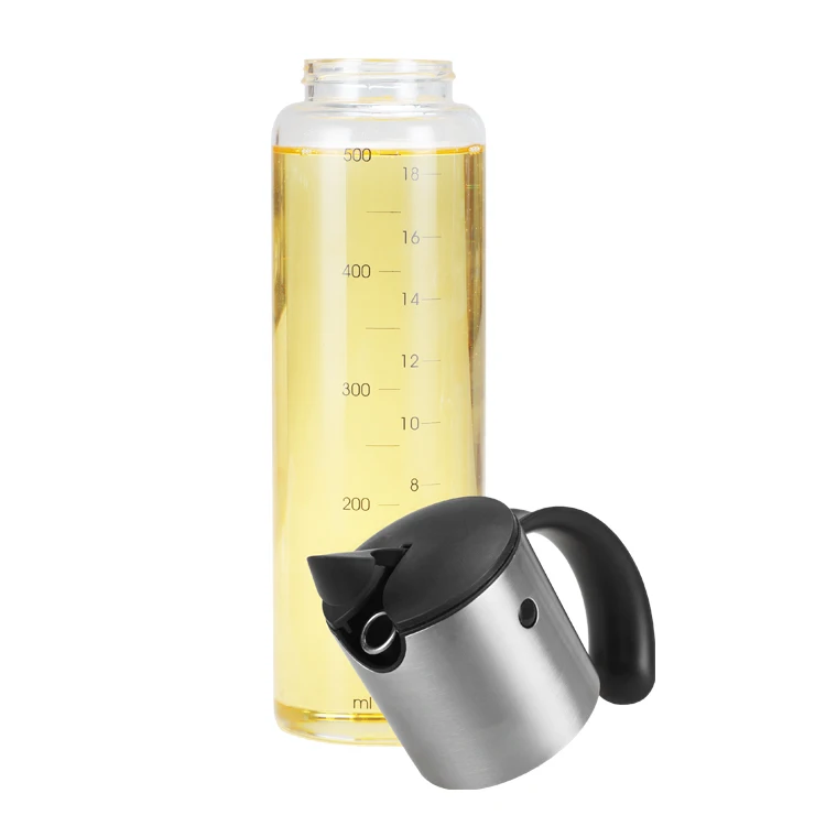 Gravity lid-spout Automatic Olive Oil and Vinegar Dispenser with oil Glass Bottle