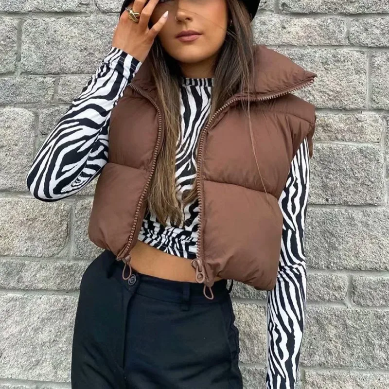 Cotton vest women winter stand collar thickened XS-L sleeveless bread jacket women wholesale