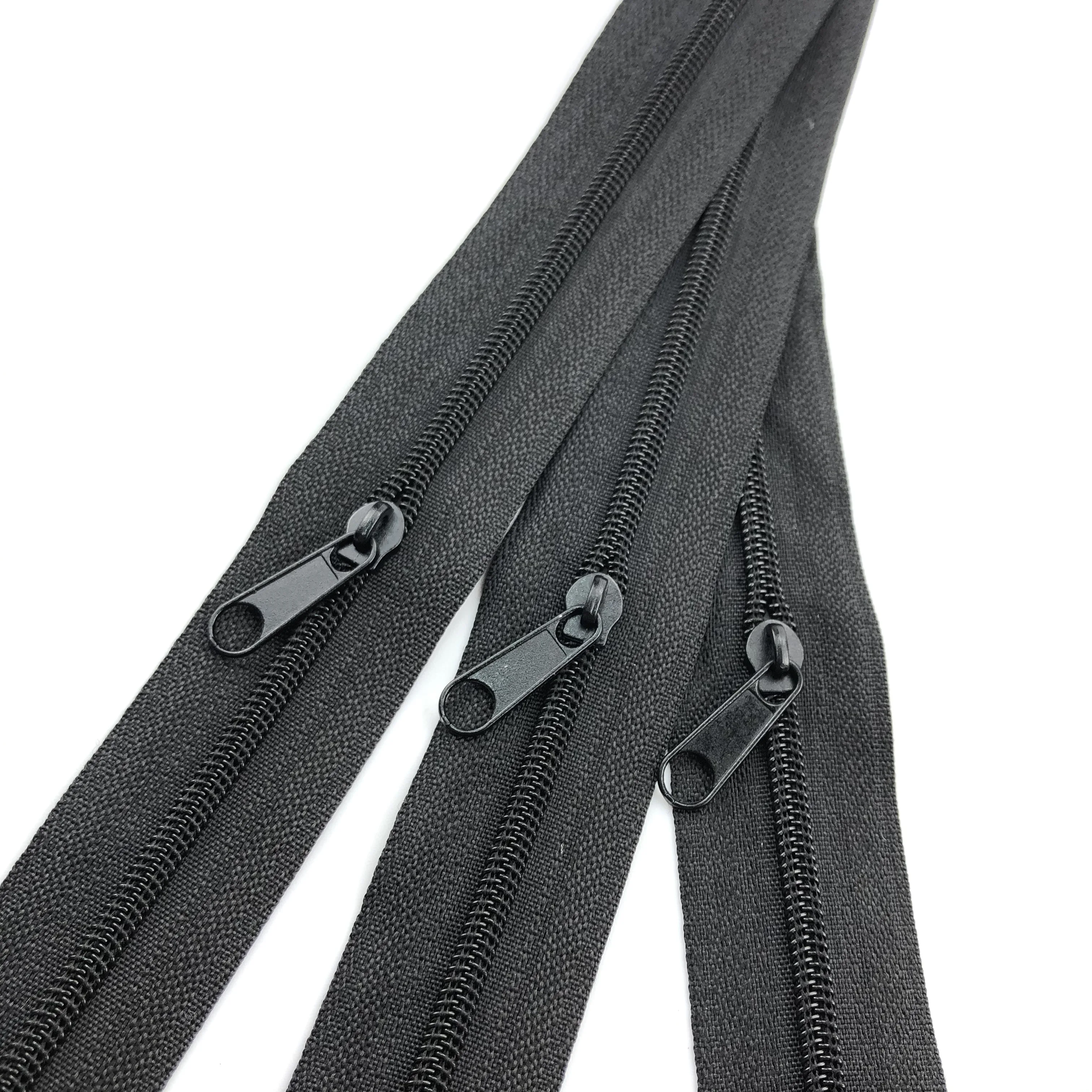 Factory high quality 10# code zipper black nylon long zipper for tent for bags