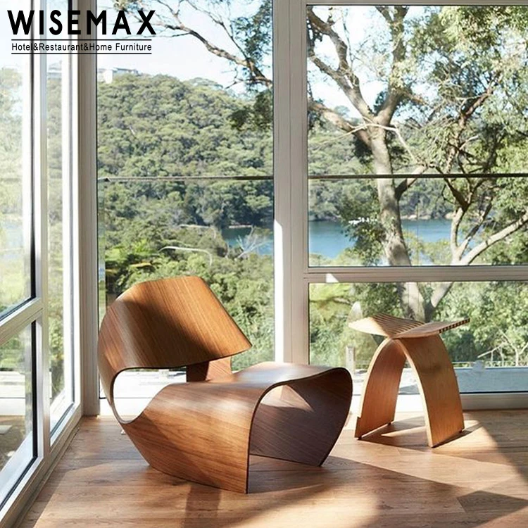 WISEMAX FURNITURE Nordic creative fiberglass living room furniture wooden color leisure chair accent lounge chairs for home