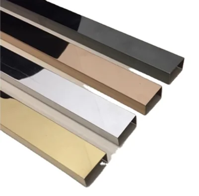 China Factory MJO Decorative Profiles U Shape 304 Stainless Steel Tile Trim for Wall Floor Furniture Decoration Metal Tile Trim