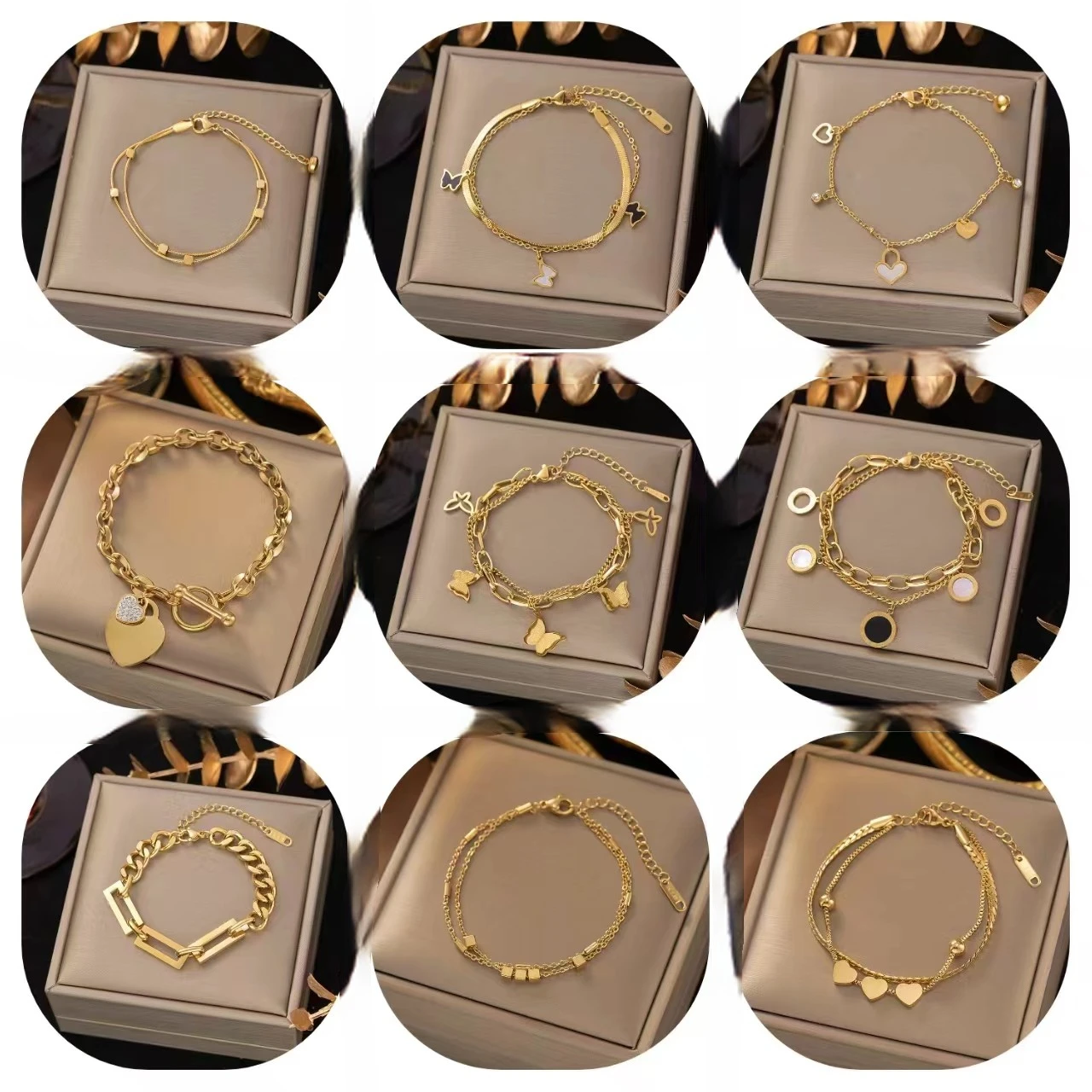 Stainless Steel Jewelry Multiple Styles Heart Butterfly Letter Charm Bracelet Bangles Women Hip Hop DoubleLayer Bracelet Custom