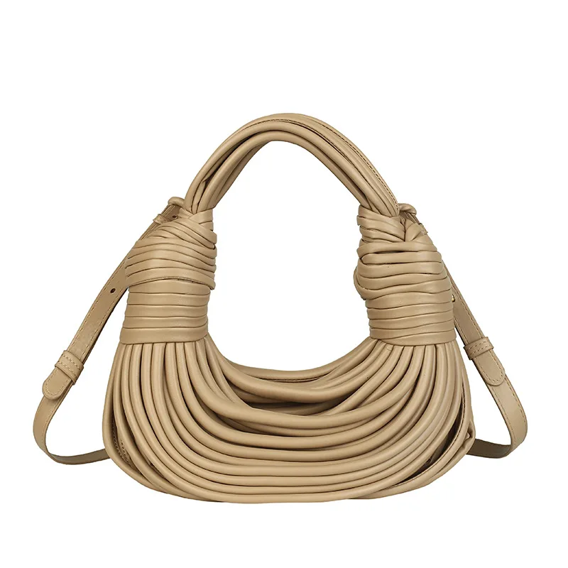 New Fashion Luxury Designer Rainbow Mini Handbag Woven Noodle Rope Knotted Pulled Clutch Bag  for Women