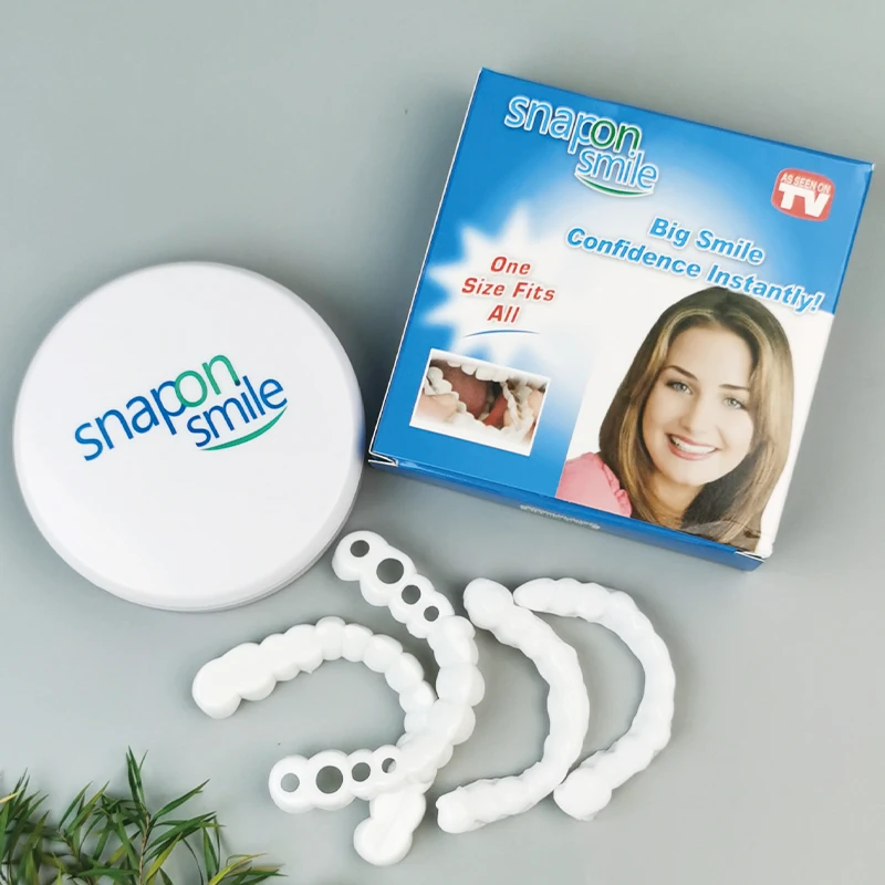 Perfect Fit Teeth Whitening False Tooth Cover Snap On Silicone Smile Veneers Teeth Upper Beauty Tool Reusable Cosmetic Teeth