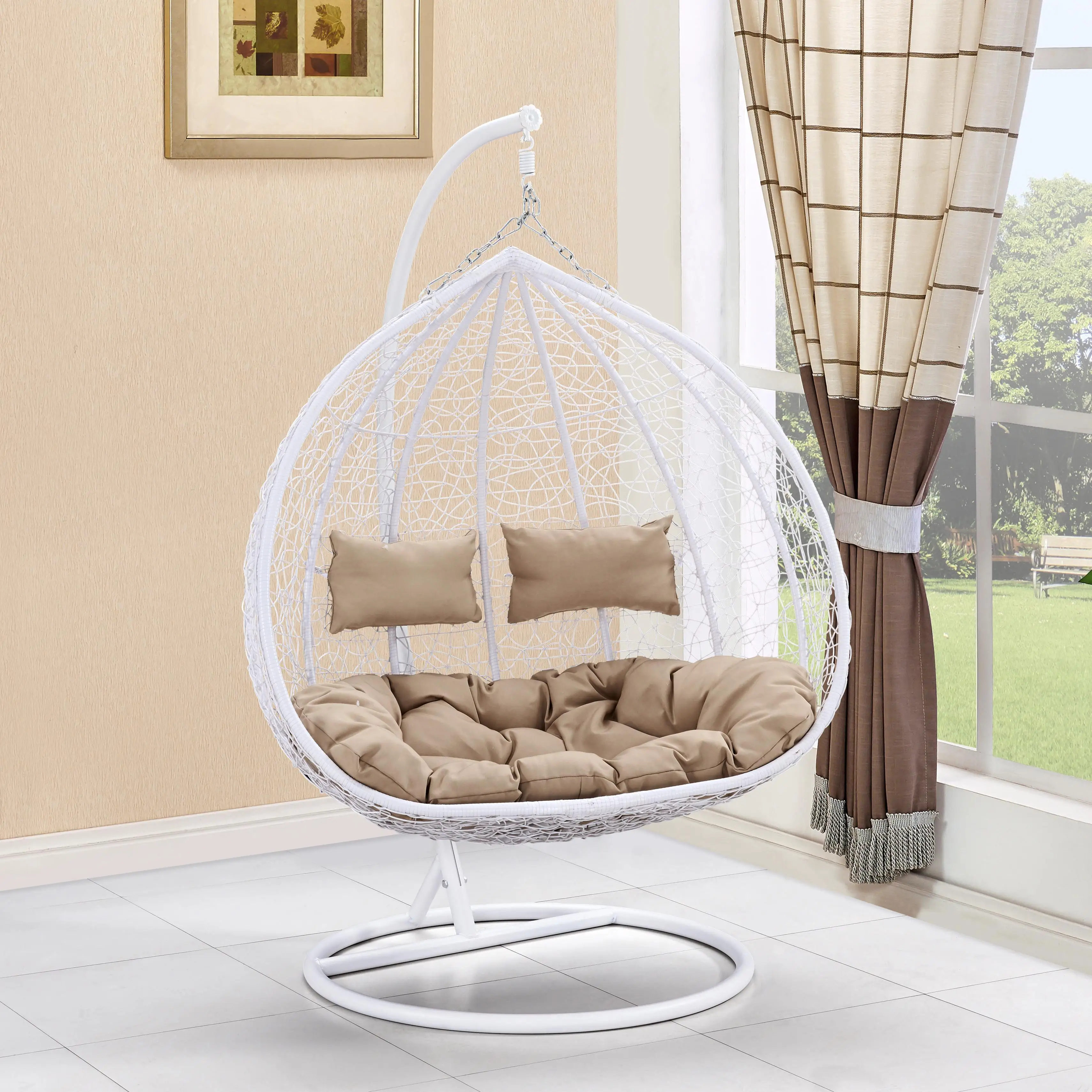 Outdoor Garden Balcony Pod Patio Hammock Hanging Pod Rattan Swing Egg Chair With Stand