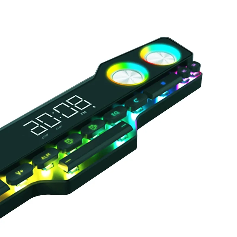 Беспроводной игровой динамик V18 RGB 3D Hi-Fi стерео звуковая панель музыкальный центр светодиодный сабвуфер домашний кинотеатр часы для мобильного