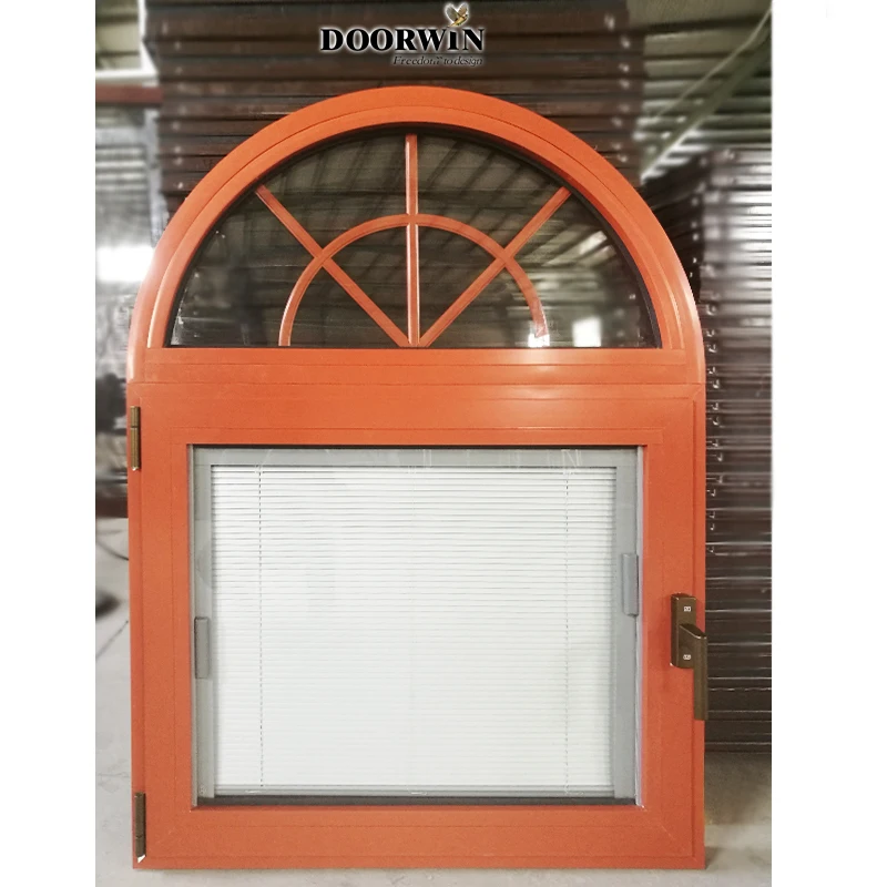 Aluminum Clad Wood Casement Windows Arch Window Design for Villa Workshop Soundproof Arch Shaped Windows