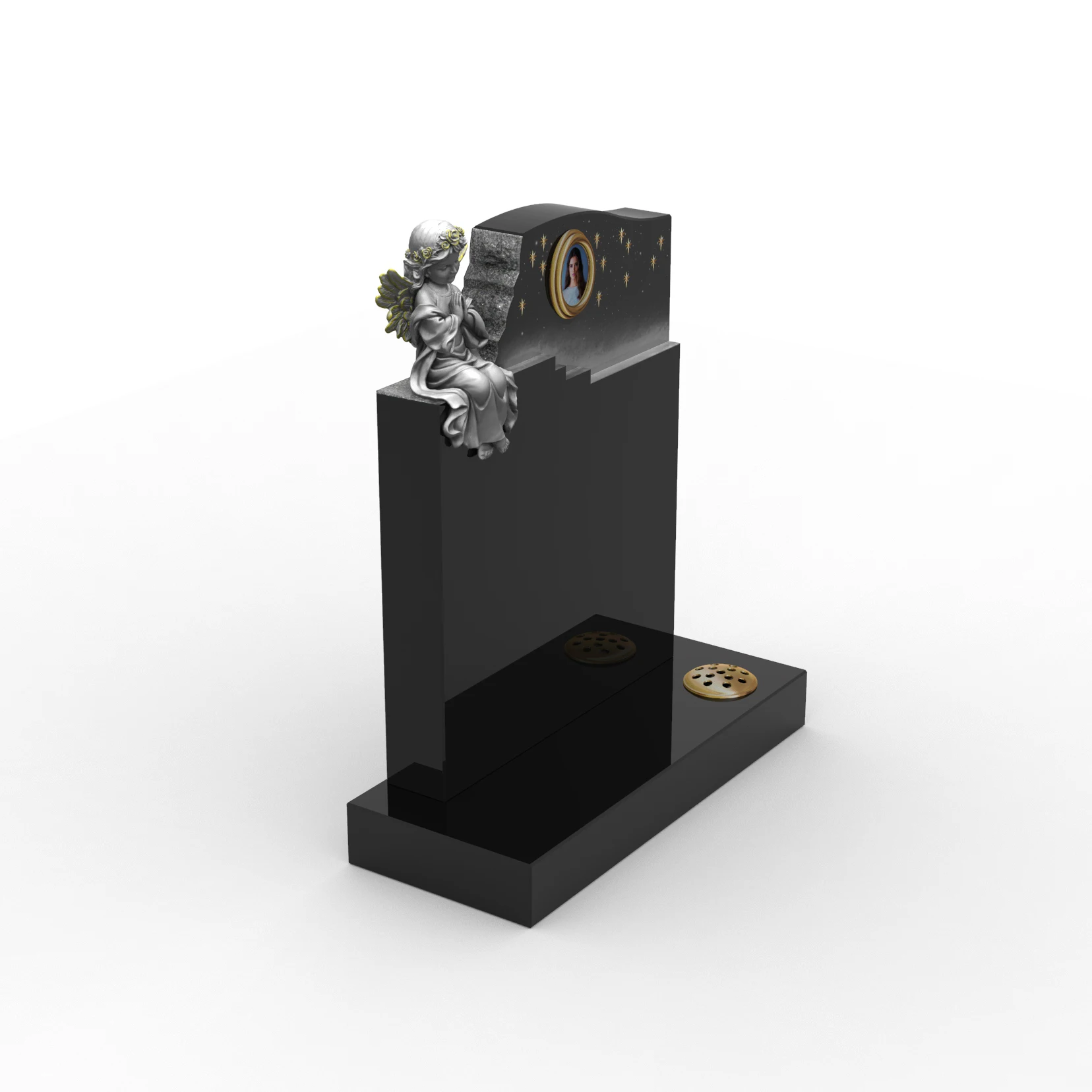 Germany Stone Black Granite Memorial Cemetery Angel Engraving Tombstone for Babies