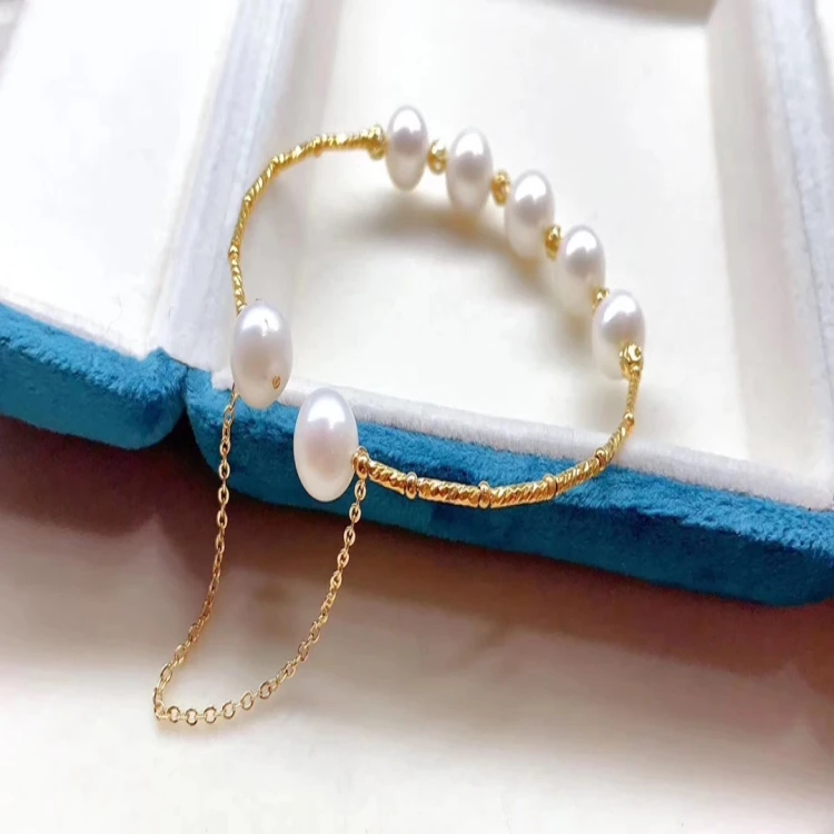 Feirun 9-10mm AA+  edison baroque Real natural cowrie shell jewelry freshwater pearl bracelet pearl bead bracelet for women