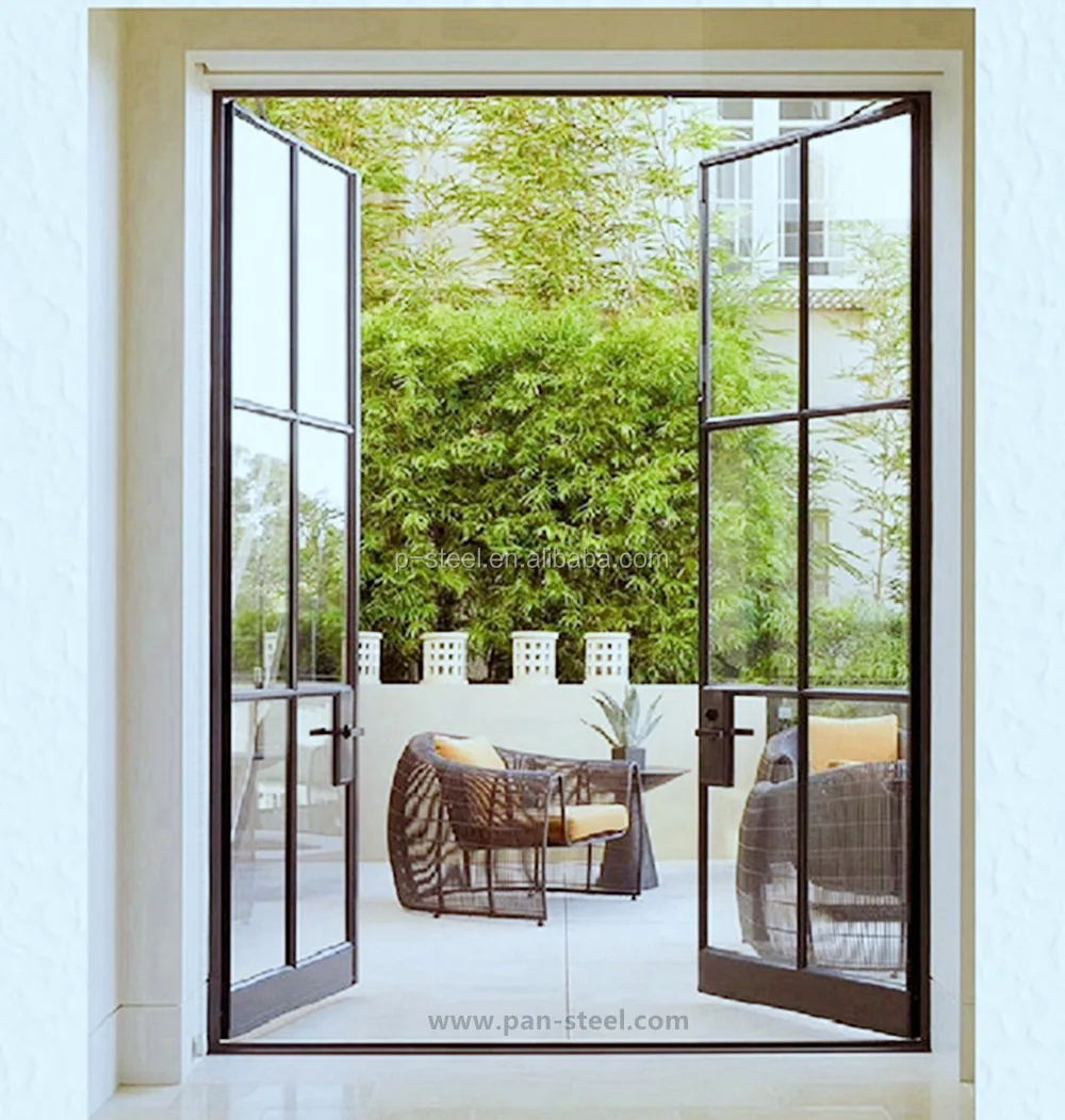 Pan-Steel zinc rich flurocarbon painted matt black external windows and internal doors with grill design for residential project