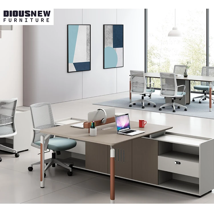 Офисная мебель для представительского открытого пространства на 2 человека одноместный стол и стул комбинированный серванта компьютерный L-формы