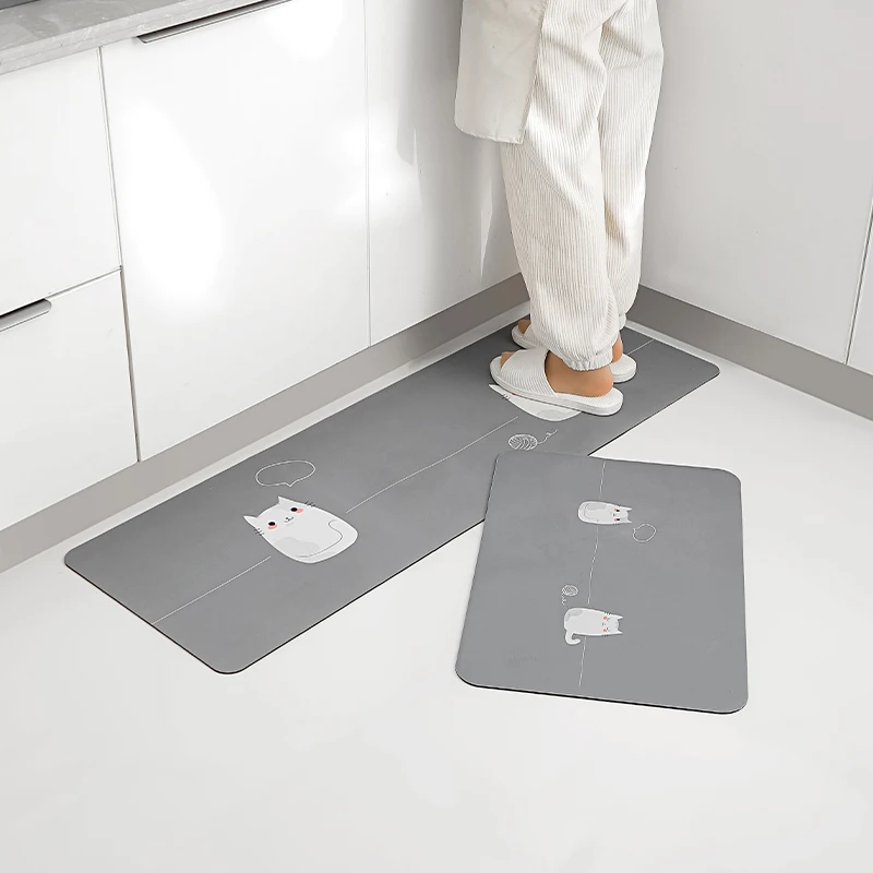 Super Water Absorbing Rollable Soft Diatomite Bath Mat Modern Bathroom Kitchen Anti-slip Super Fast Drying Bath Mat