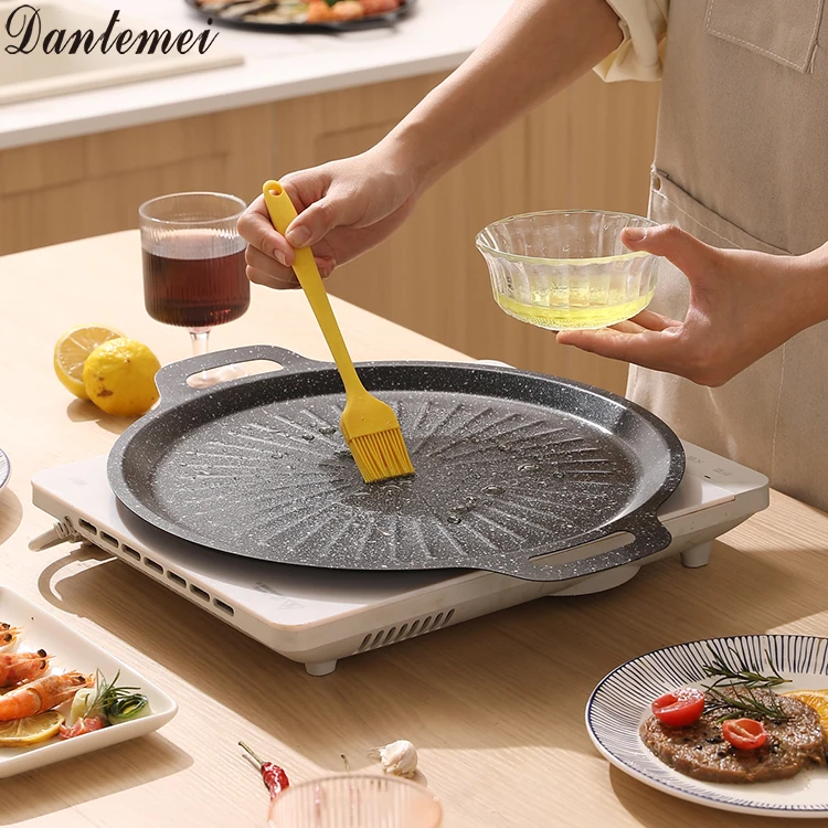 Best Seller Stainless Steel BBQ Grill Non-stick Grill Barbecue Outdoor Cookware Round Frying Pan