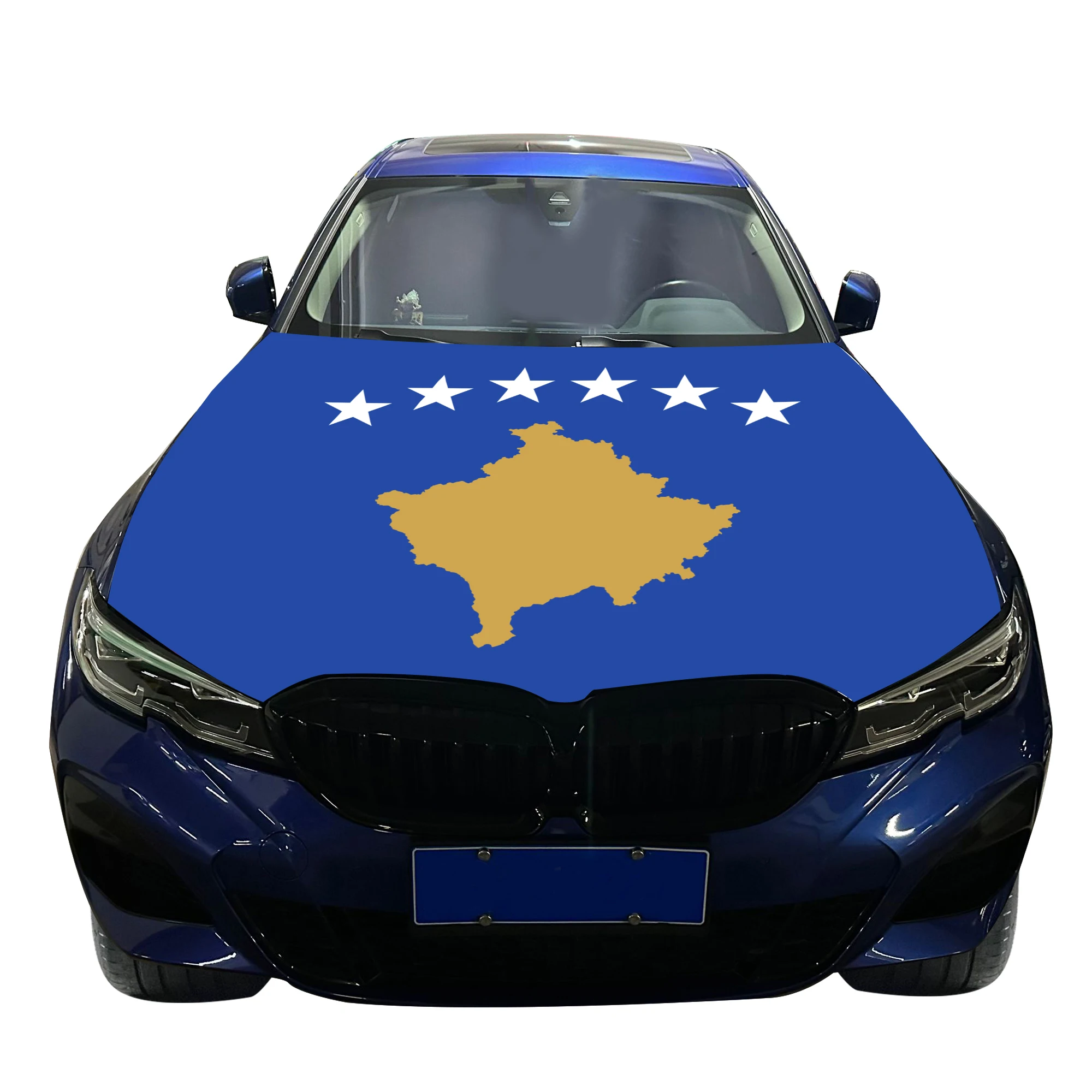 Доступная национальная крышка капота автомобиля флаг Косово двигателя Прямая продажа с завода полиэфирная ткань