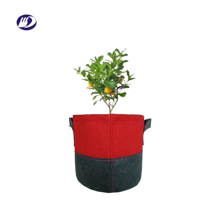 Thickened Factory Supply Red and Black Color Splicing Nonwoven Fabric 5 Gallon Potato Grow Bags With Handles