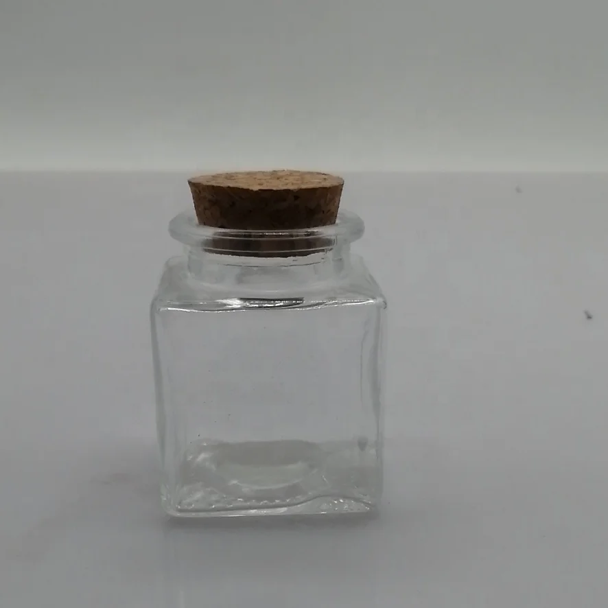 
50ml Mini Cork Lid Square Jam Jelly Hone Candies Baby Foods Diy Magnetic Spice Glass Jar 