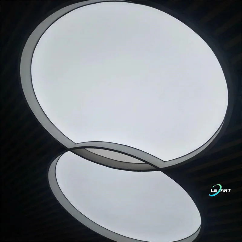 Modern Smart Home Office Indoor Remote Control LED Light Round False Ceiling Cornice 3d Pvc Panel Decor