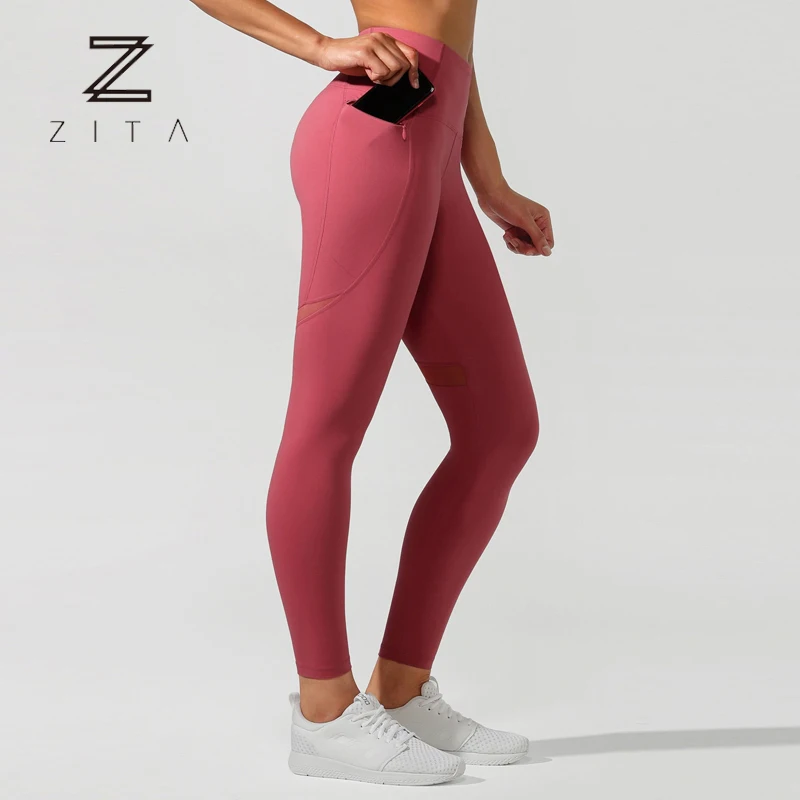 Custom Women Yoga Pants Push Up Athletic Fitness Tights High Waisted Gym Leggings For Women With Zipper Pockets