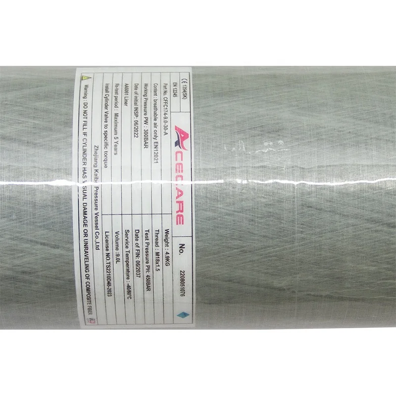 9L CE Carbon Fiber Lung Tank 4500psi High Pressure Cylinder for SCBA Diving