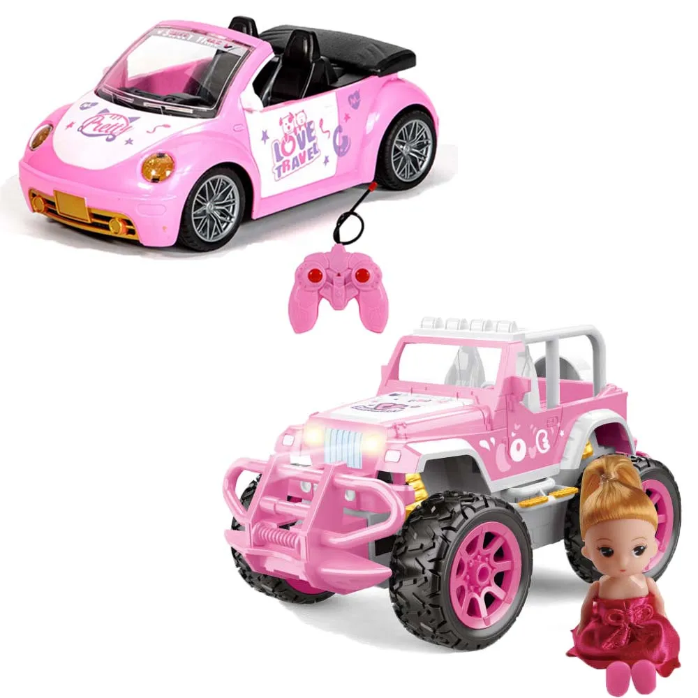 Kid Pink cute Mini Electric Rc Fast Racing Drift Stunt Car Electronic Pink Open Car toy with doll