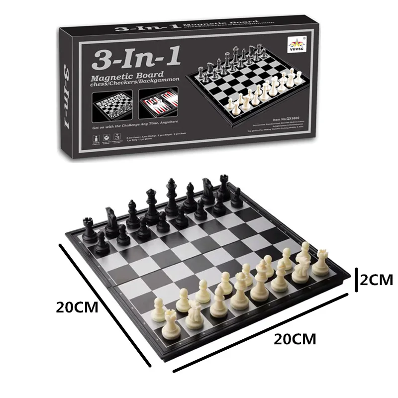  3-IN-1 Chess/Checkers Backgammon Ajedrez Educational Game Set Folding Travel Chess Magnetic Board Schaakspel Brain