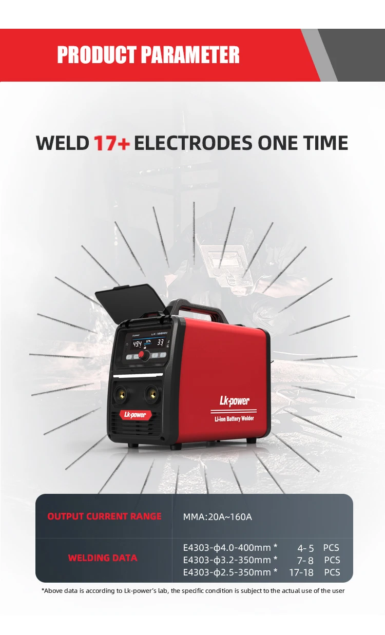 Ten level protection portable battery welder without extension cord for outdoor use