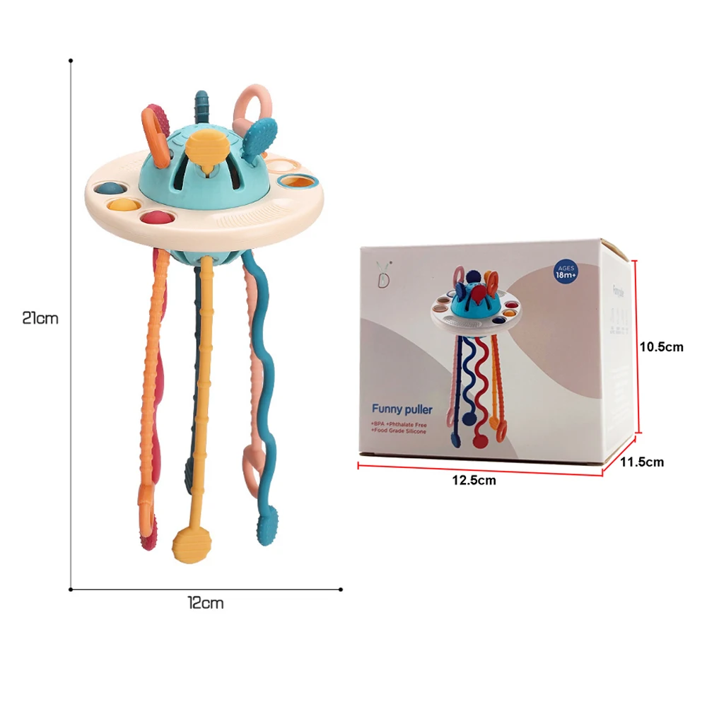 UFO Baby Sensory Toys Montessori Pull String Toy Baby Interactive Ball String Activity Sensory Toys for Kids Funny Puller