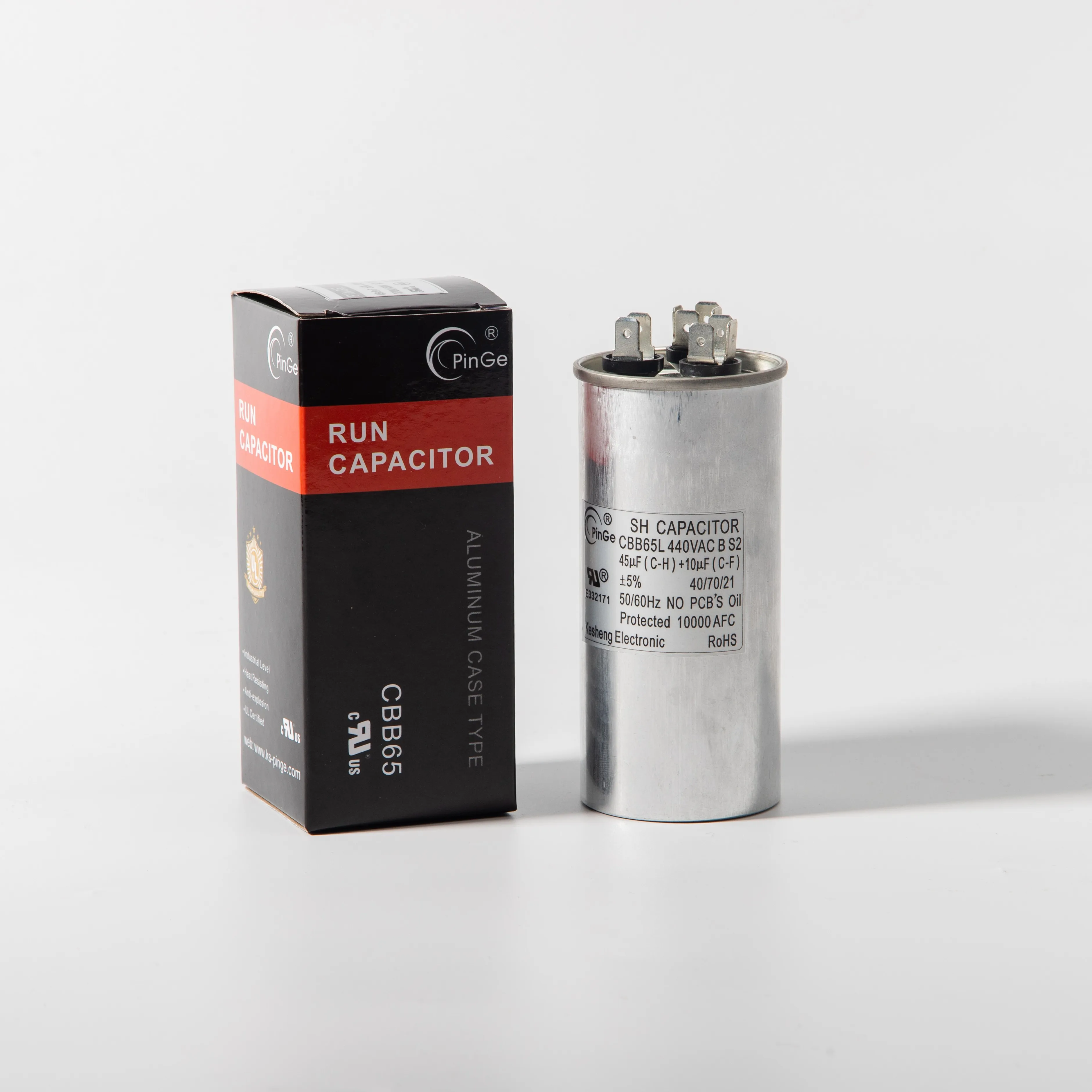 KS Pinge Manufacturer Customization Twin Core CBB65 450V 40+3UF Power Factor Correction Capacitors