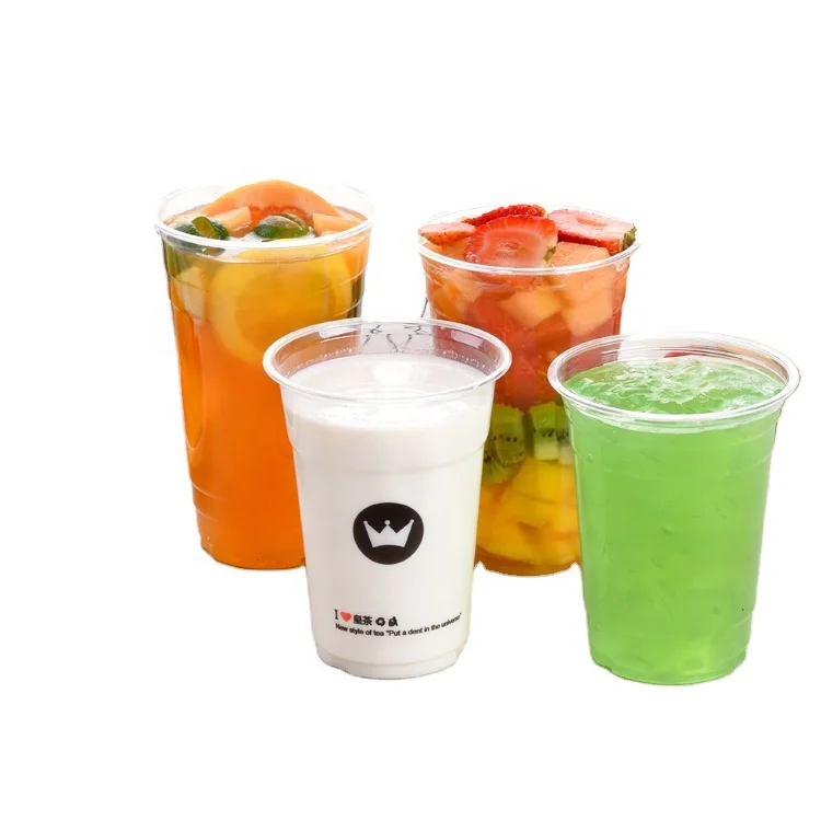 
High quality disposable 16oz clear PET cold drink plastic cups with dome lid 