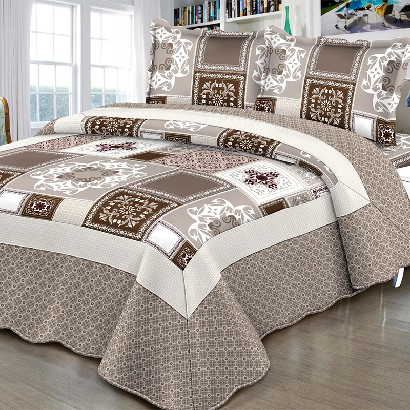 Manufacturer Home Patchwork Bedspread Queen Size Two Pillowcase Quilt Set Bedding Luxury