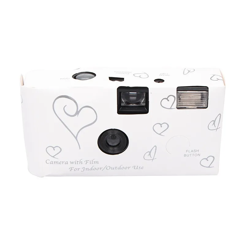 White Wedding Cameras Vintage Toy 35mm Disposable Film Camera Wedding Disposable Camera with 12/17/27 Film Rolls With Flash