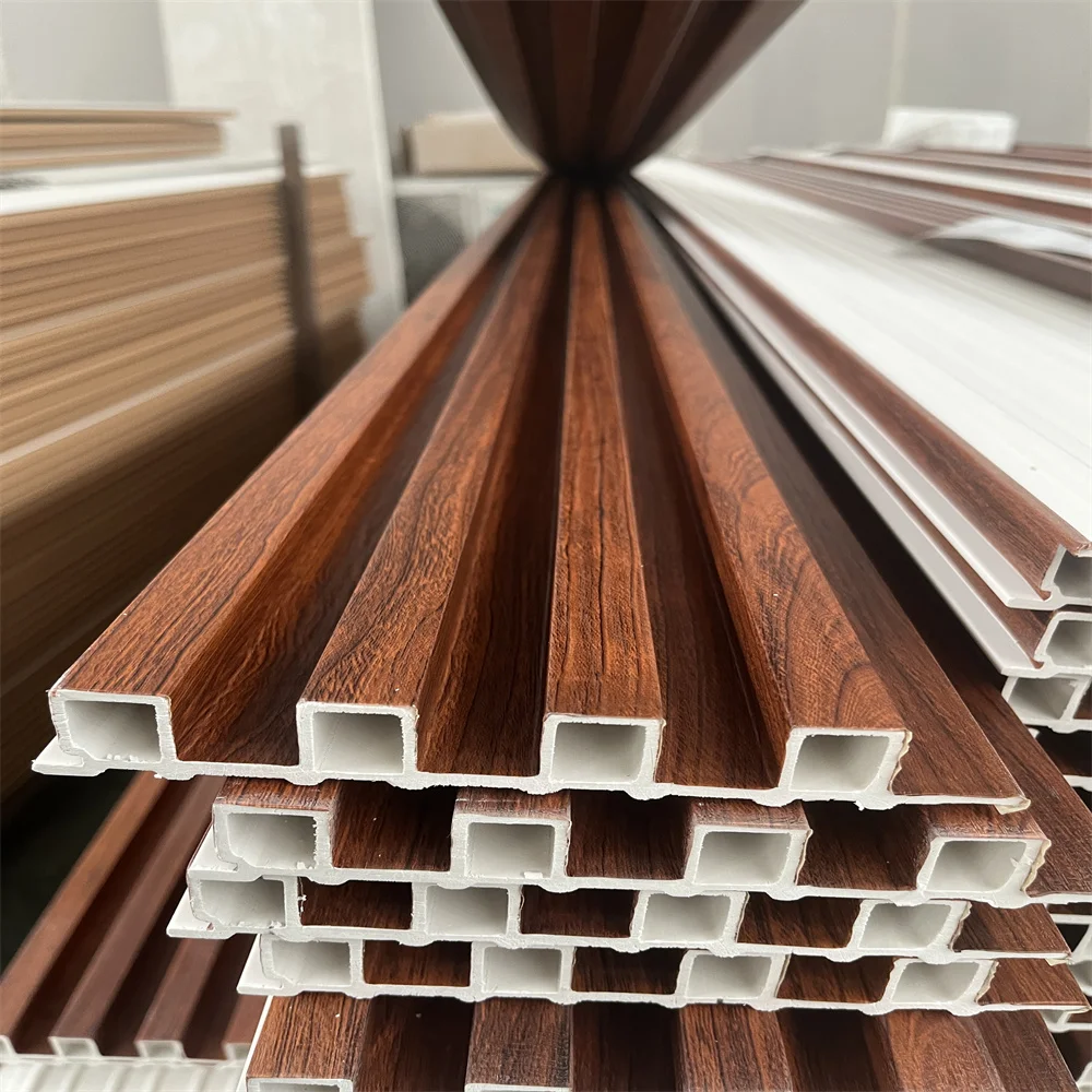 Lamina Wpc Panneau Mural Cannele Pvc LAMBRI Paneles Ranurados Slat Wpc Fluted Wall Panel  Interior