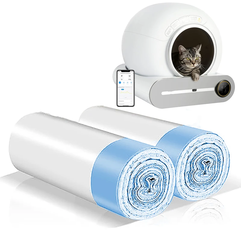 2 Rolls Pet Poop Bags for Tonepie Automatic Cat Litter Box Pet Garbage Cat Poop Bags Self-cleaning Cat Toilet Waste Bags